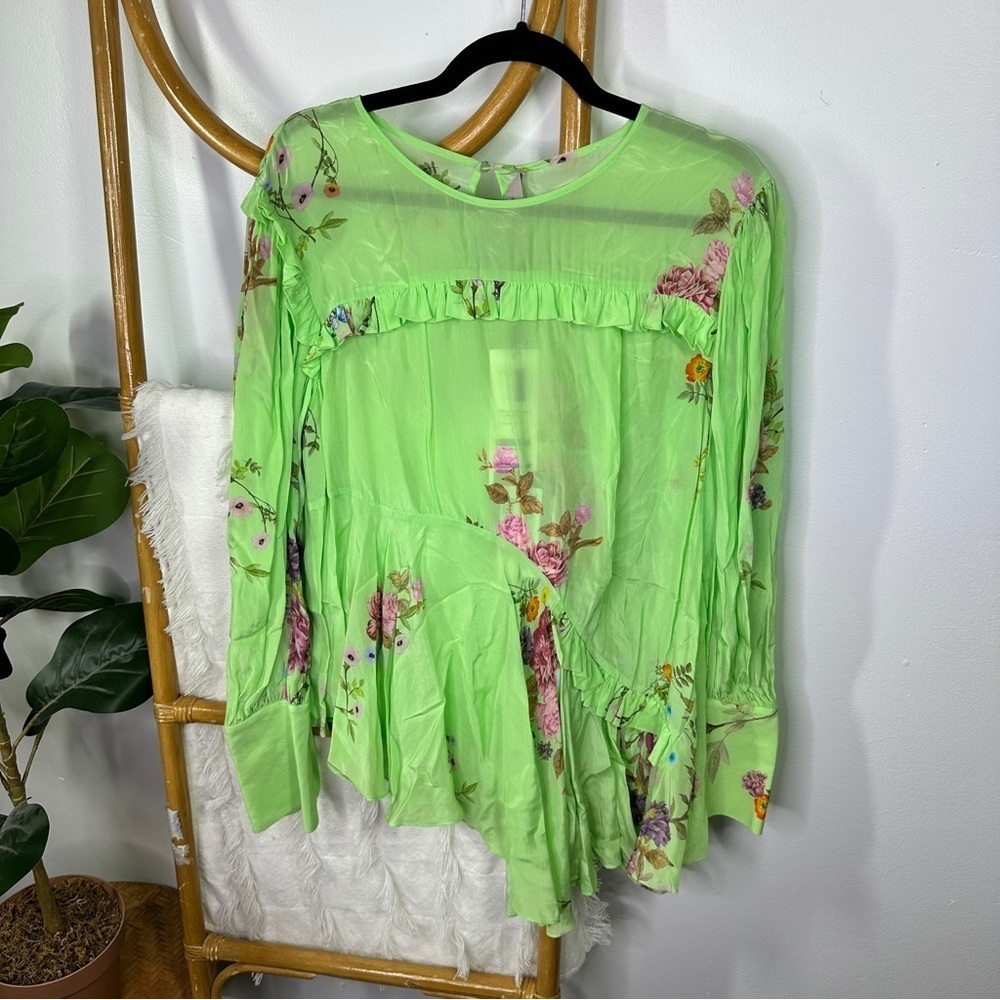 NWT Preen Line Green Floral Long Sleeve Top sz L - Picture 3 of 7